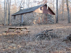 Pine Cone Cabin on a hiking trail